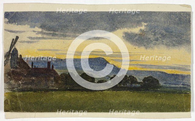Hilly Landscape at Sunset, c. 1830. Creator: Unknown.
