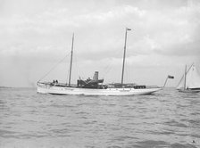 The steam yacht 'Claymore II' under way, 1913. Creator: Kirk & Sons of Cowes.