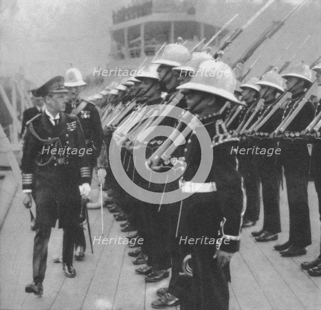 The Prince of Wales inspecting marines at Portsmouth, Hampshire, 1921 (1936). Artist: Unknown.
