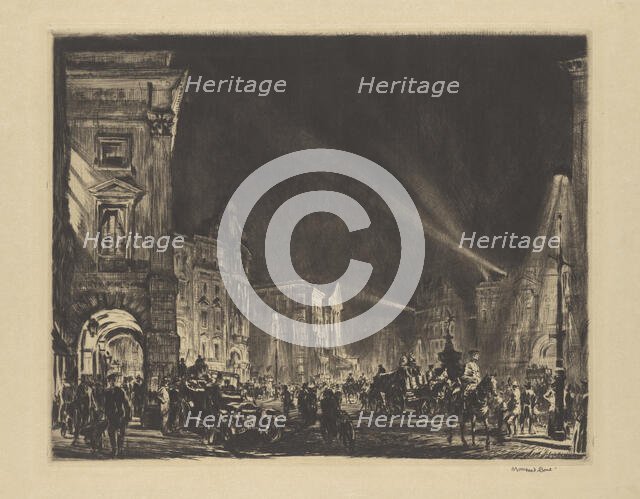 Piccadilly Circus, 1915. Creator: David Muirhead Bone.