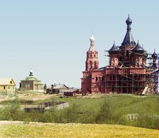 Volgoverkhove Monastery for women; Cathedral of the Transfiguration of Our Lord under..., 1910. Creator: Sergey Mikhaylovich Prokudin-Gorsky.