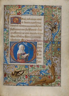 Initial O: Saint Geneviève; Book of Hours, about 1480-1490. Creator: Georges Trubert.