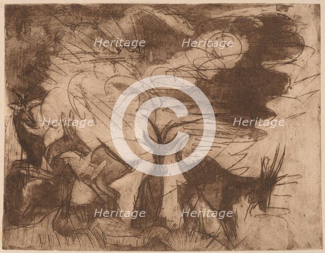 Goats and Clouds, 1919. Creator: Ernst Kirchner.