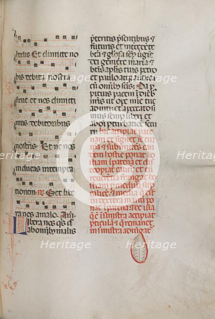 Missale: Fol. 190: Music for various prayers, 1469. Creator: Bartolommeo Caporali (Italian, c. 1420-1503).