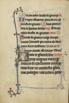 Initial B: A Deacon Carrying a Book; Ruskin Hours, about 1300. Creator: Unknown.