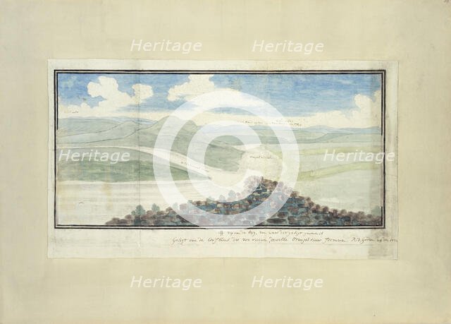 The confluence of the Caledon and Orange Rivers, seen from the south-west, 1777. Creator: Robert Jacob Gordon.