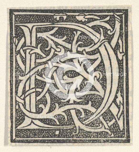 Initial letter D on patterned background, 1520., 1520. Creator: Anon.