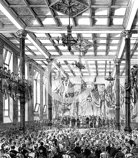 City of London College: the Prince and Princess of Wales in the Lecture-Hall at the Opening, 1883. Creator: Unknown.