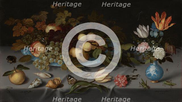 Still Life with Fruit and Flowers, 1621. Creator: Balthasar van der Ast.