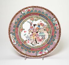 Ruby-Back Famille-Rose Dish, Qing dynasty (1644-1911), Yongzheng period (1723-1735). Creator: Unknown.