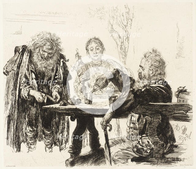 Italian Tavern Scene, 1889. Creator: Adolph Menzel.