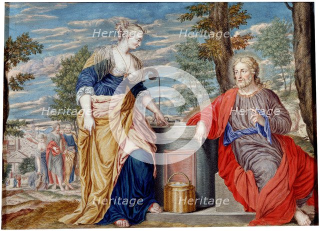 Christ and Samaritan woman at Jacob's Well'. Creator: Koenig, Johannes (1586-1632/1635).
