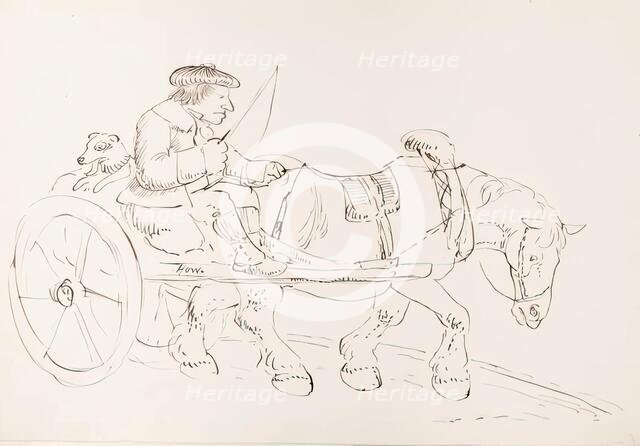 A Man Driving His Horse-Drawn Cart, 1825-1839. Creator: James Howe.