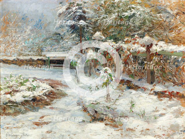 October snow, motiv from the garden of castle Hartenstein, 1926. Creator: Wisinger-Florian, Olga (1844-1926).