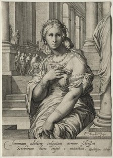 Heroines of the New Testament: The Woman Taken in Adultery. Creator: Jan Saenredam (Dutch, 1565-1607).