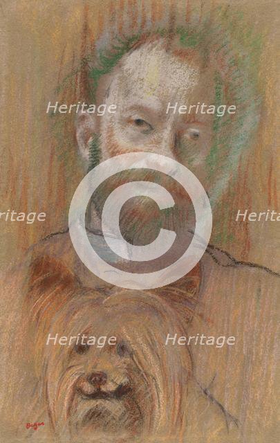Ludovic Lepic Holding His Dog, 1889. Creator: Edgar Degas (French, 1834-1917).