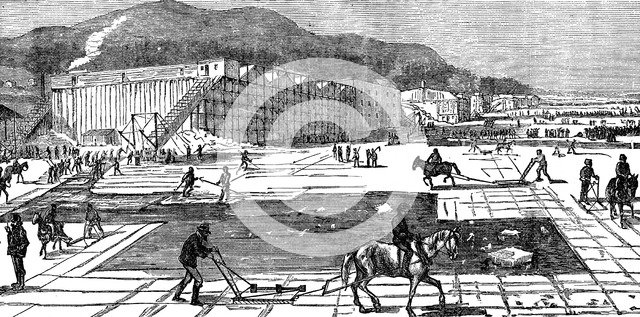 Ice gathering on the Hudson River near New York, USA, 1875. Artist: Unknown