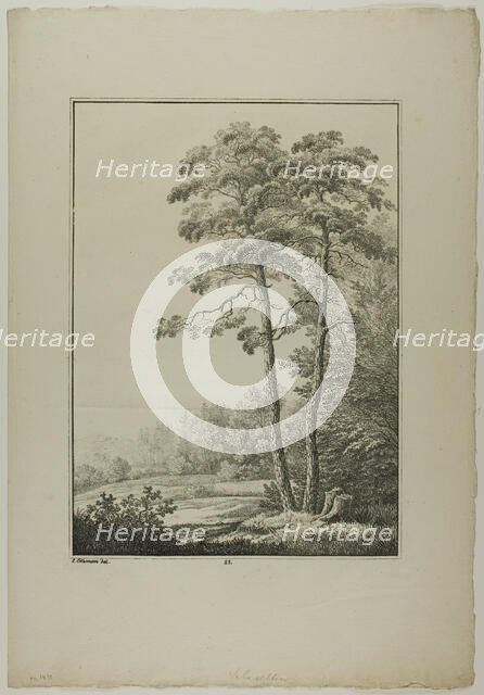 Plate 28 from Blatt Baum und Landschafts Studien, c.1810. Creator: Lorenz Ekemann Alesson.