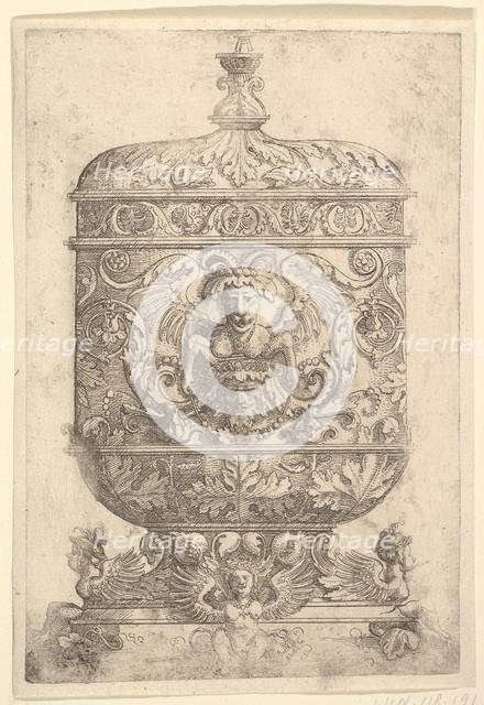 Covered Goblet with Grotesques on a White Background.n.d. Creator: Albrecht Altdorfer.