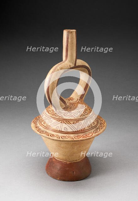 Stirup Spout Vessel in Form of a Covered Bowl with Geometric Patterning, 100 B.C./A.D. 500. Creator: Unknown.