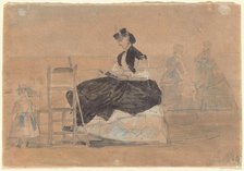 Woman in a Crinoline on the Beach of Trouville, c. 1865. Creator: Eugene Louis Boudin.