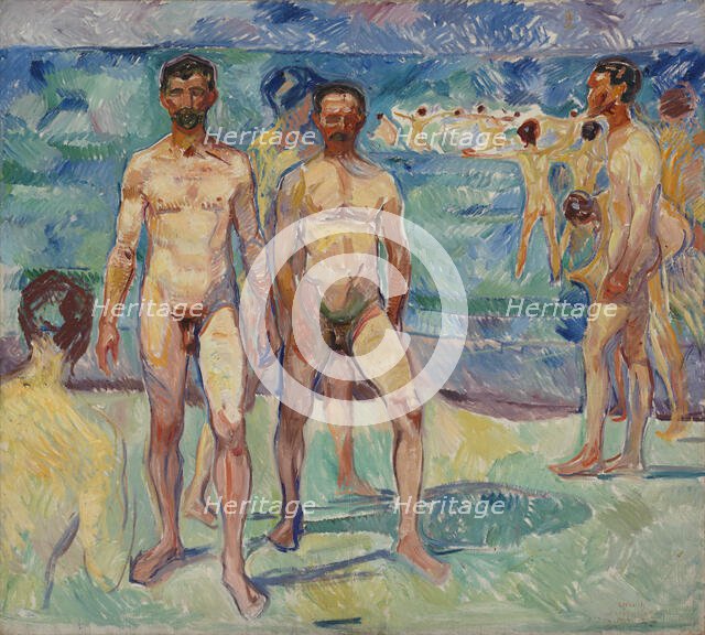 Bathing Men; Middle Age, 1907-1908. Creator: Edvard Munch.