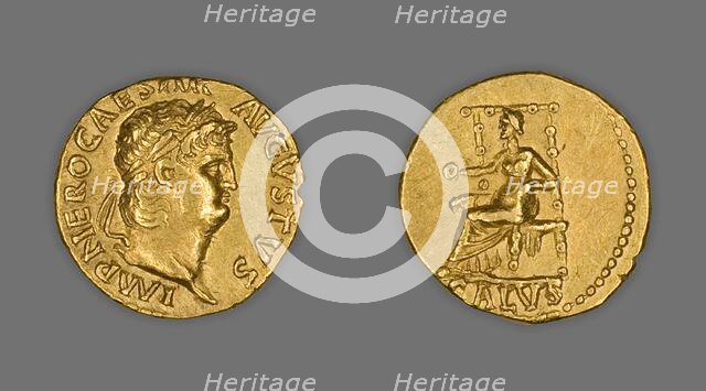 Aureus (Coin) Portraying Emperor Nero, 66 (December)-67 (December), issued by Nero. Creator: Unknown.