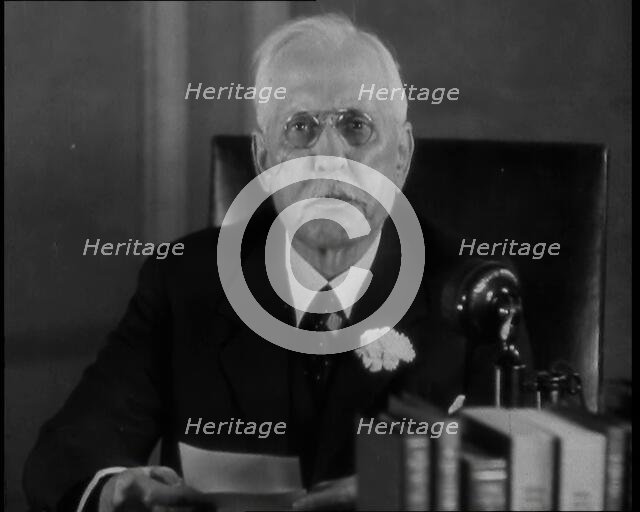 Samuel Insull Talking to the Camera, 1930s. Creator: British Pathe Ltd.