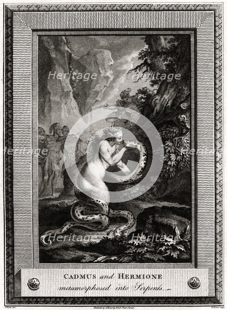 'Cadmus and Hermione, metamorphosed into Serpents', 1776. Artist: W Walker