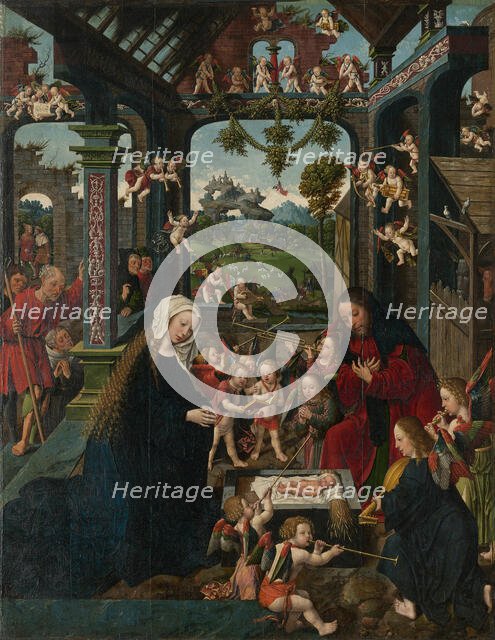 The Adoration of the Christ Child, c. 1515. Creator: Jacob Cornelisz. van Oostsanen.