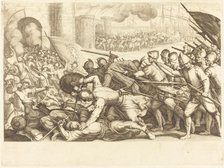 The Troops Forcing the Gate of a Town, c. 1614. Creator: Jacques Callot.