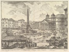 The Piazza della Rotonda, with the Pantheon and Obelisk (Veduta della Piazza della Rot..., ca. 1751. Creator: Giovanni Battista Piranesi.