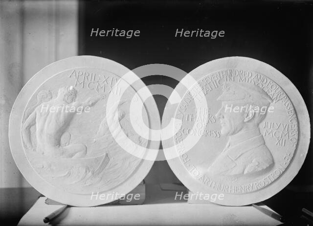 Medal Presented By President To Captain A. Rostron, Rescuer of Survivors of 'Titanic', 1912. Creator: Harris & Ewing.