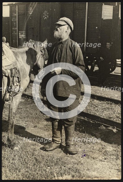 Bira station - Guide with a horse, 1929. Creator: Unknown.
