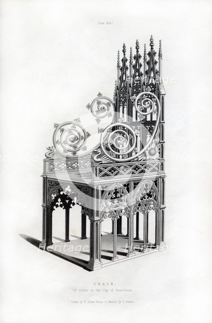 Solid silver throne, 1397, (1843).Artist: Henry Shaw