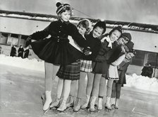 Princess Christina of Sweden, the ice princess, with friends, 1953. Artist: Unknown