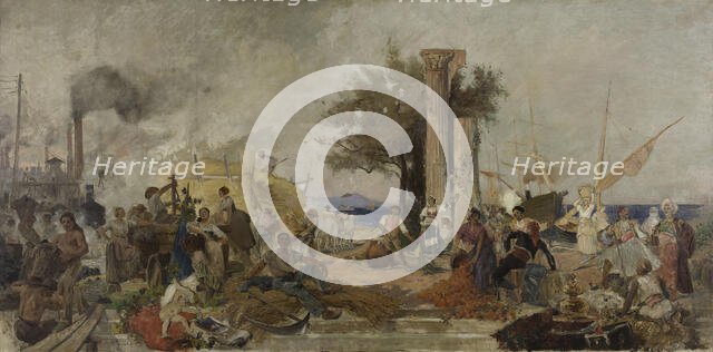 Esquisse pour la Bourse du Commerce de Paris : L'activité commerciale en Europe, c.1889. Creator: Marie-Félix-Hippolyte Lucas.