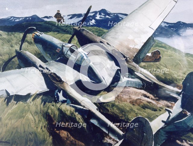 'Crash Landing, Aleutians', 1943. Artist: Ogden Minton Pleissner