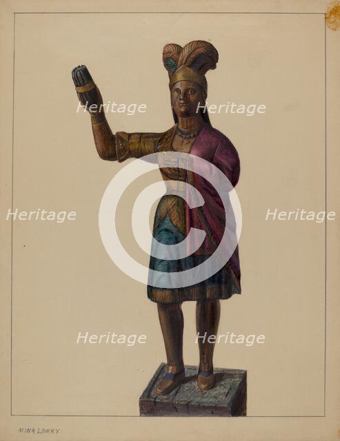 Cigar Store Indian, c. 1937. Creator: Mina Lowry.