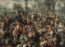 Market Scene: Ecce Homo, the Flagellation and the Carrying of the Cross, 1561. Creator: Joachim Beuckelaer.