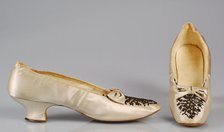 Evening slippers, French, 1875-85. Creator: Unknown.