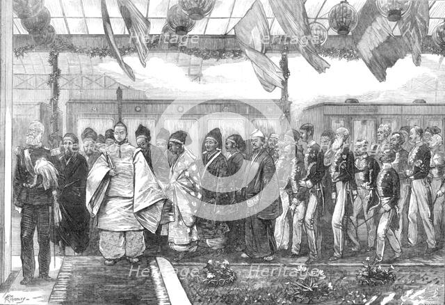 Opening of the first railway in Japan: arrival of the Mikado, 1872. Creator: Wentworth.