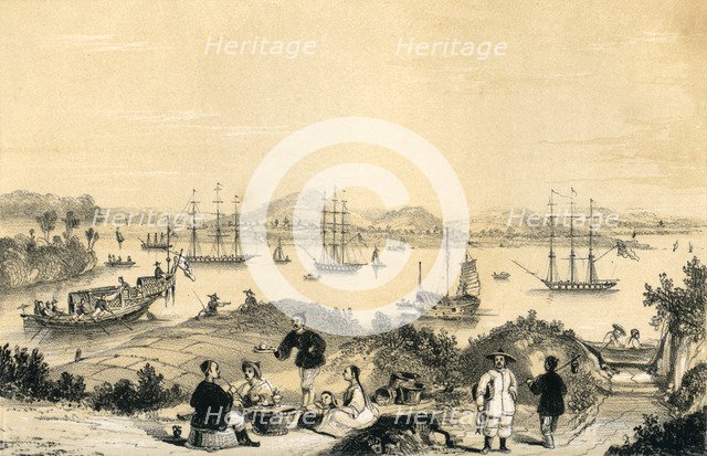 'Whampoa near Canton, the anchorage for European shipping', 1847. Artist: JW Giles