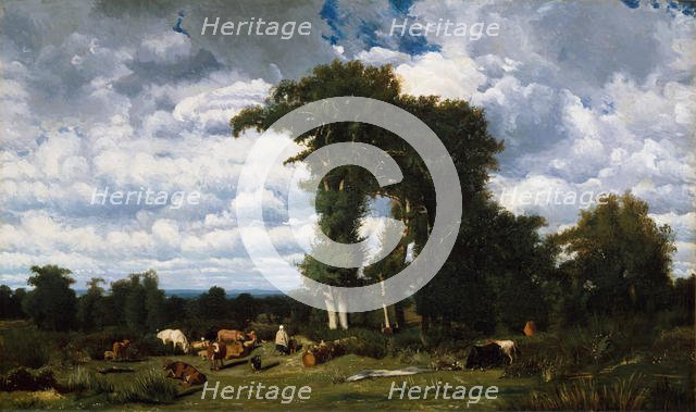 Landscape with Cattle at Limousin, 1837. Creator: Jules Dupré.