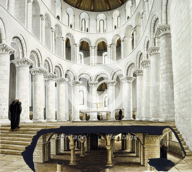The presbytery and crypt at St Augustine's Abbey, c12th century, (c1990-2010). Artist: Peter Urmston.