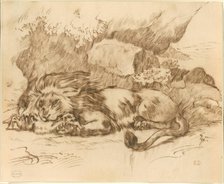 Lion Devouring a Rabbit, n.d. Creator: Eugene Delacroix.
