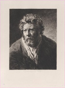 Head of an Old Man, after Rembrandt, 1877. Creator: Jules-Ferdinand Jacquemart.