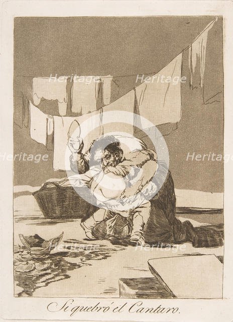 Plate 25 from 'Los Caprichos': If he broke the pot (Si quebró el Cantaro.), 1799. Creator: Francisco Goya.