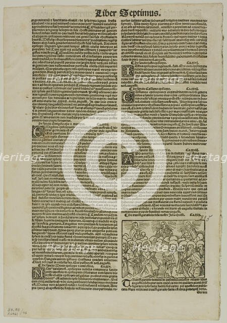 Leaf from Catalogus Sanctorum by Petrus Natalibus, plate 75 from Woodcuts from Books... 1937. Creator: Unknown.