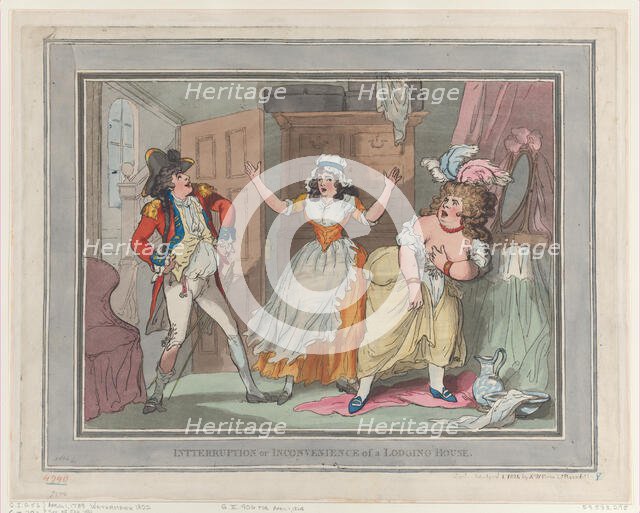 Interruption or Inconvenience of a Lodging House, [Apri..., [April 1, 1789], reissued April 1, 1824. Creator: Thomas Rowlandson.